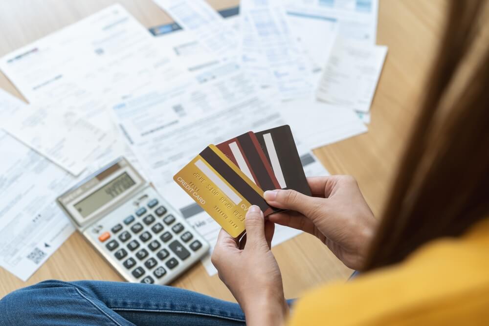 Woman with credit cards